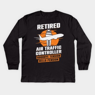 Retired Air Traffic Controller Retirement Gift Kids Long Sleeve T-Shirt